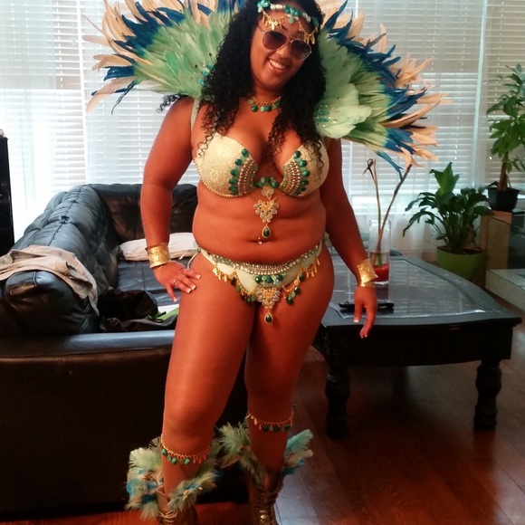 Aqua Jeweled Carnival Costume - Picture 9 of 9